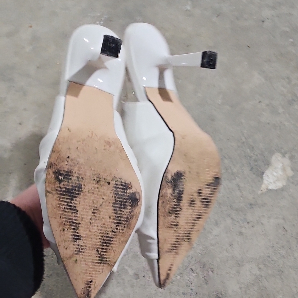 Wedding Elegant White Slingback Heels - Picture 3 of 3